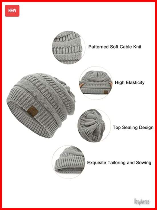 Acrylic Knit Slouchy Beanie Hats 4 Pack - Winter Warm Caps main image 3